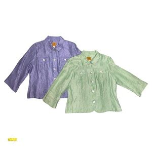 Rudy Rd. Purple and Gren Metallic Blouses